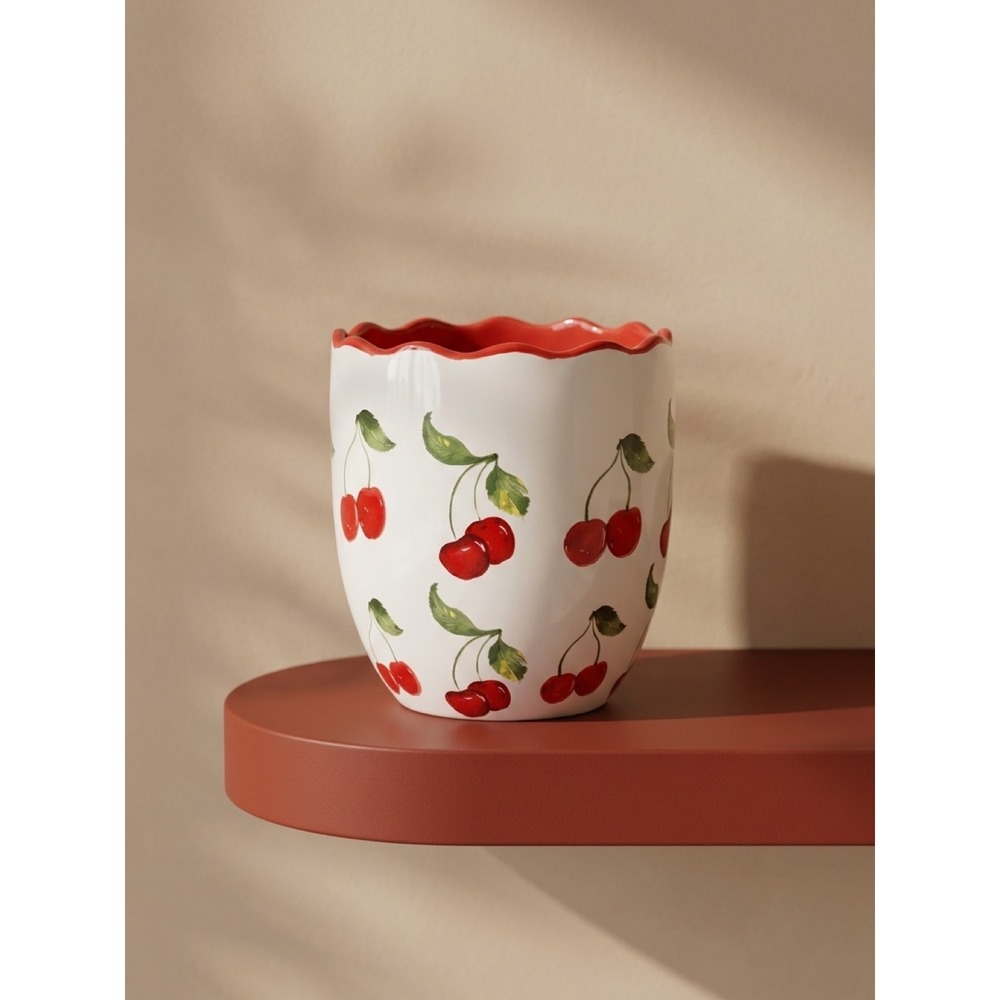 White Ceramic Cherry Planter